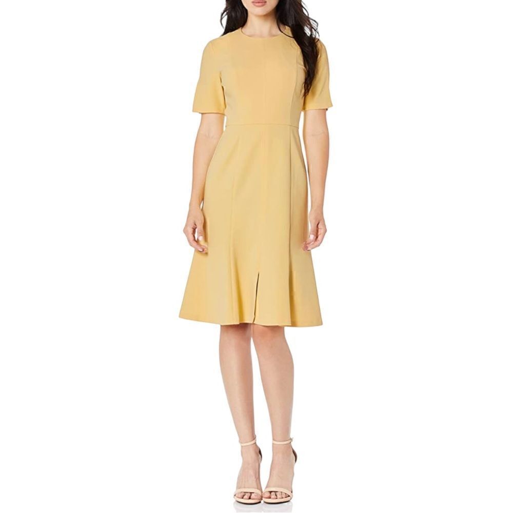 Donna Morgan Yellow Crepe Dress Size 18